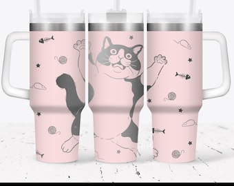 Funny Cat Tumbler Wrap SVG: 40oz Quencher Laser File (Digital File)