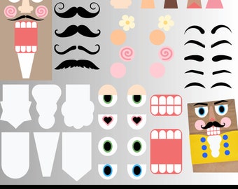 Nutcracker Elements Assorted Bundle SVG PNG, Cricut Cut File Craft Cutting Printing, Nutcracker Faces Pack, Nutcracker DIY Kids Craft