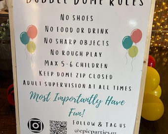 Personalized Party Rules Sign | Bubble Dome, Bouncy Castle (Digital File)