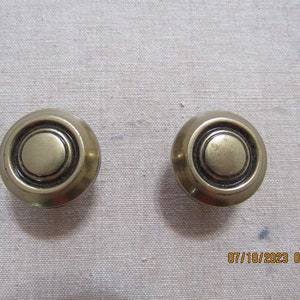 2 Round    Brass Cabinet or Drawer Pulls Reclaimed