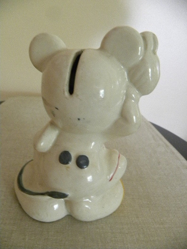 Vintage Mickey Mouse Bank Ceramic 1950's Etsy