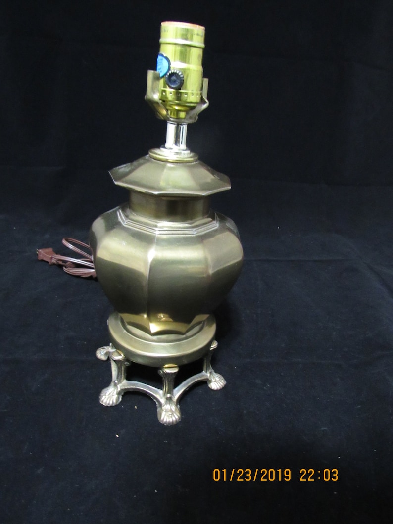 Vintage Solid Brass Table Lamp Claw Feet Hollywood Regency