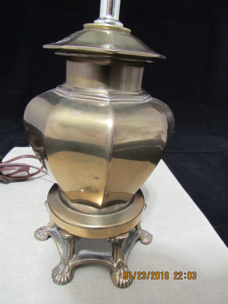 Vintage Solid Brass Table Lamp Claw Feet Hollywood Regency