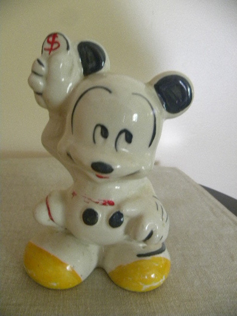 Vintage Mickey Mouse Bank Ceramic 1950's Etsy