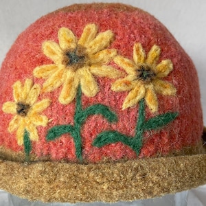 Felted Hat,Alpaca Hat,Cloche Hat,Fiber art,Bowler hat, Derby Hat, Designer Hat,women's hat,wool hat,flower art,lavender,lilac,clematis