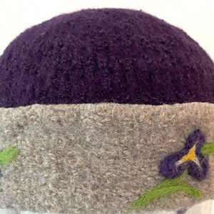 Felted Hat, Watch Cap, Felted Cap, Man hat, Needle Felt Bird, art, Bird Art,wool hat ,Millinery Hat, fish design, IRISES