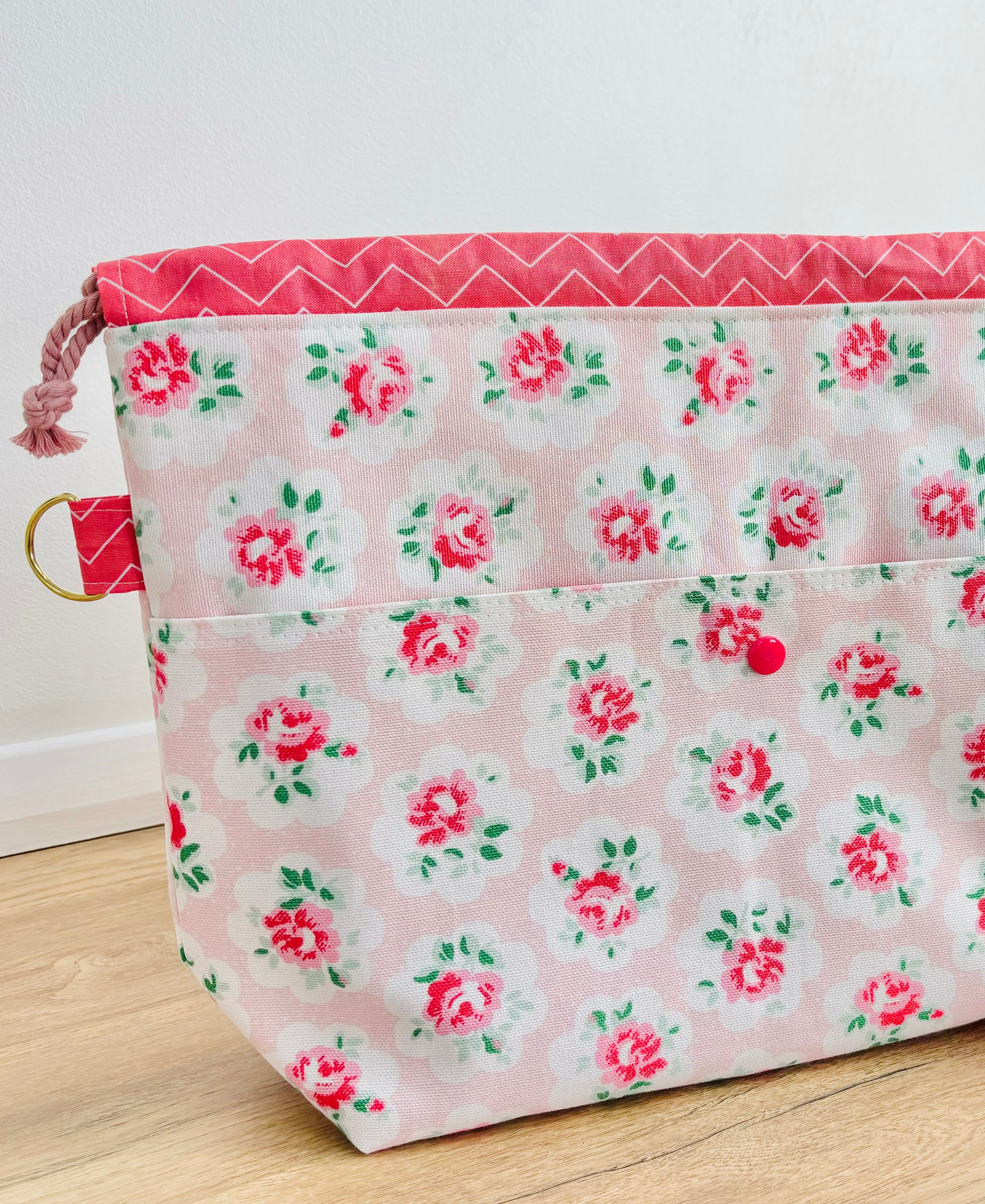Cath Kidston Pink Floral Medium Craft Project Bag Craft Storage Pouch Drawstring Bag Knitting crochet sewing Project Bag Cotton Canvas Etsy