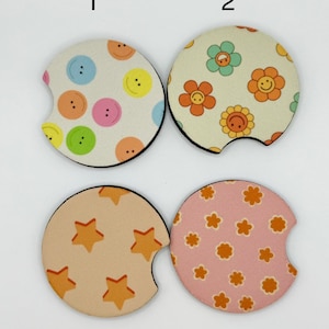 Floral Neoprene Car Coasters, Set of 2