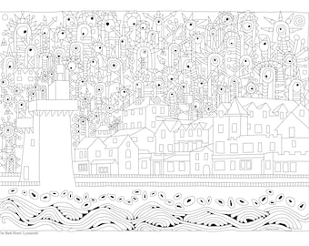 The Bath Hotel, Lynmouth, Devon , Adult PDF Printable Colouring Sheet