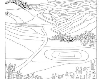 The Valley of Rocks, Lynton, Devon, Adult PDF Printable Colouring Sheet