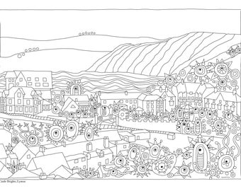 Castle Heights, Lynton, Adult PDF Printable Colouring Sheet