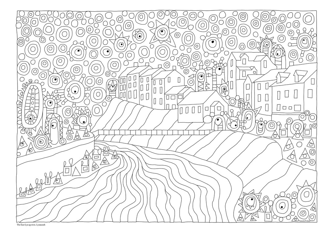 East Lyn River, Devon, Adult PDF Printable Colouring Sheet - Etsy