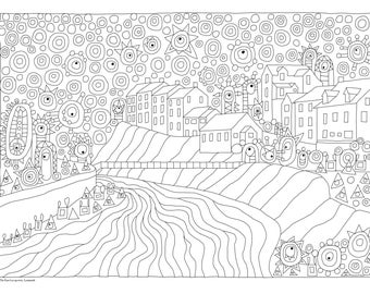 East Lyn River, Devon, Adult PDF Printable Colouring Sheet