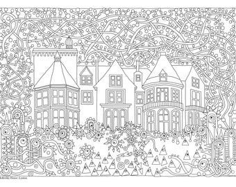 Hollerday House, Lynton, Devon, Adult PDF Printable Colouring Sheet