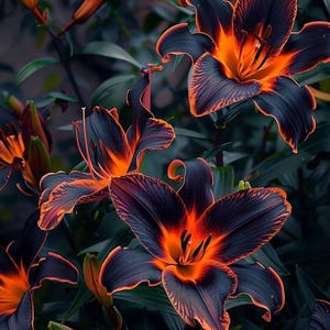 1 Burning Ambers Lily bulb Rare color Red Black Orange flower plant lawn incredibly beautiful * this is pre-sale. Ships June 11 or sooner*