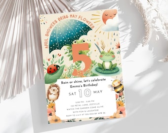 Boho Spring Birthday Invitation Template | Editable in Canva (5x7 inches)