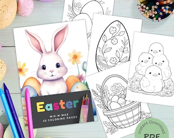 Easter colouring pages for kids | Easter bunny pages for toddlers | Fun colouring book | Easy colouring | Easter activities | DIY printable