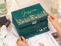 Custom Large Jewelry Box: Personalized Velvet Jewelry Storage Organizer, Gift for Her