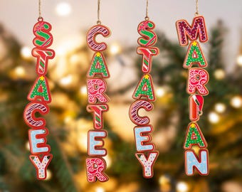 Personalized Christmas Ornaments: Custom Letter Christmas Ornament, Family Xmas Tree Decor