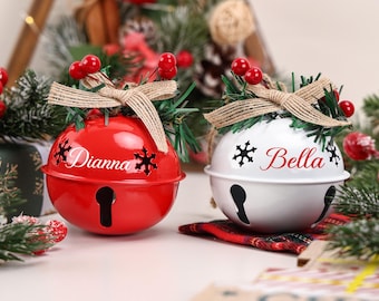 Personalized metal Jingle Bell: Custom Christmas Tree Ornament, Family Xmas Ornament, Holiday Decor