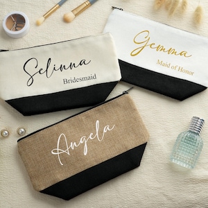 Personalisierte Make-up-Tasche, Brautjungfer Vorschlag Geschenke, benutzerdefinierte Kosmetiktasche, benutzerdefinierte Schminktasche mit Namen