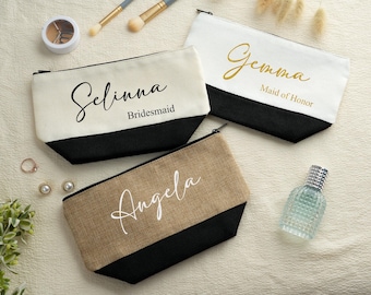 Personalized Makeup Bag,Bridesmaid Proposal Gifts,Custom Cosmetic Bag,Custom Make Up Bag with NameBridal Party Gifts,Bachelorette Party Gift