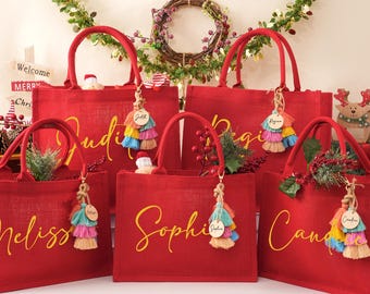Personalized Christmas Bags: Xmas Eve Gift Bags with Name, Custom Party Sacks