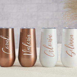 Personalized Champagne Tumbler,Bridesmaid Gifts,Custom Wedding Tumbler,Bachelorette Party Glass,Champagne Flute,Bridesmaid Gifts for Her