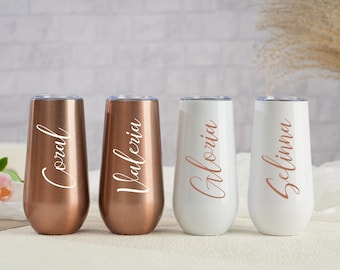 Personalisierter Sektbecher: Brautjungfer Geschenke, Hochzeitsbecher, Junggesellinnenabschied Glas