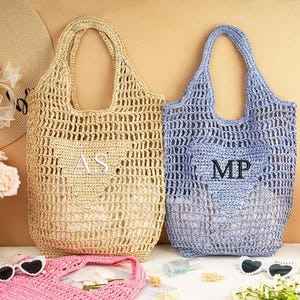 Personalisierte Strand Tragetasche, Benutzerdefinierte Stroh Taschen, Jute Tragetasche, Brautdusche Tasche, Geburtstag Reise Party Favor Bag, Raffia Reise Strandtasche für Sie