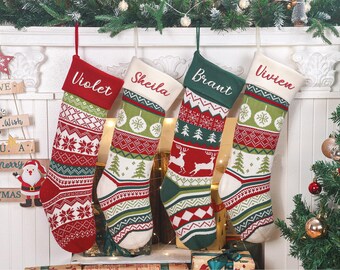 Bas de Noël personnalisés : bas de Noël avec prénom personnalisé, prénom brodé