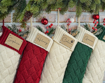 Bas de Noël tricotés personnalisés : décoration des Fêtes avec monogramme