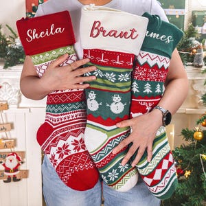 Personalized Knitted Christmas Stocking: Custom Embroidered Name Christmas Stockings, Holiday Decor