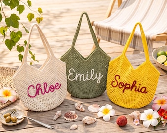 Sacs de plage personnalisés, Sac de voyage au crochet, Cadeaux de mariage de demoiselle d'honneur, Sac de voyage week-end