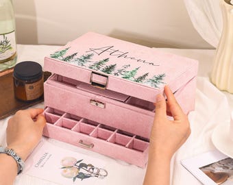 Custom Large Jewelry Box: Velvet Jewelry Organizer, Women Storage Boxes, Gift for Her
