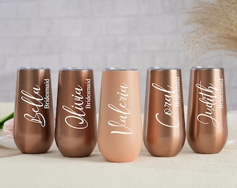 Personalized Champagne Tumbler,Bridesmaid Gifts,Custom Champagne Flutes,Bachelorette Wine Glass,Wedding Gift, Bridesmaid Gifts for Her