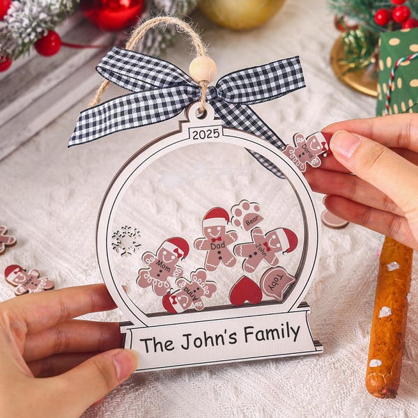 Personalized Gingerbread Ornament: 4D Shaker Decor Keepsake, Xmas Gifts, 2025 Family Christmas Ornament
