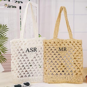 Embroidered Tote Bag,Personalized Beach Bag,Bridesmaid Gifts,Custom Straw Bag,Bridal Shower Bag,Birthday Trip Party Favor Bag,Gifts for Her