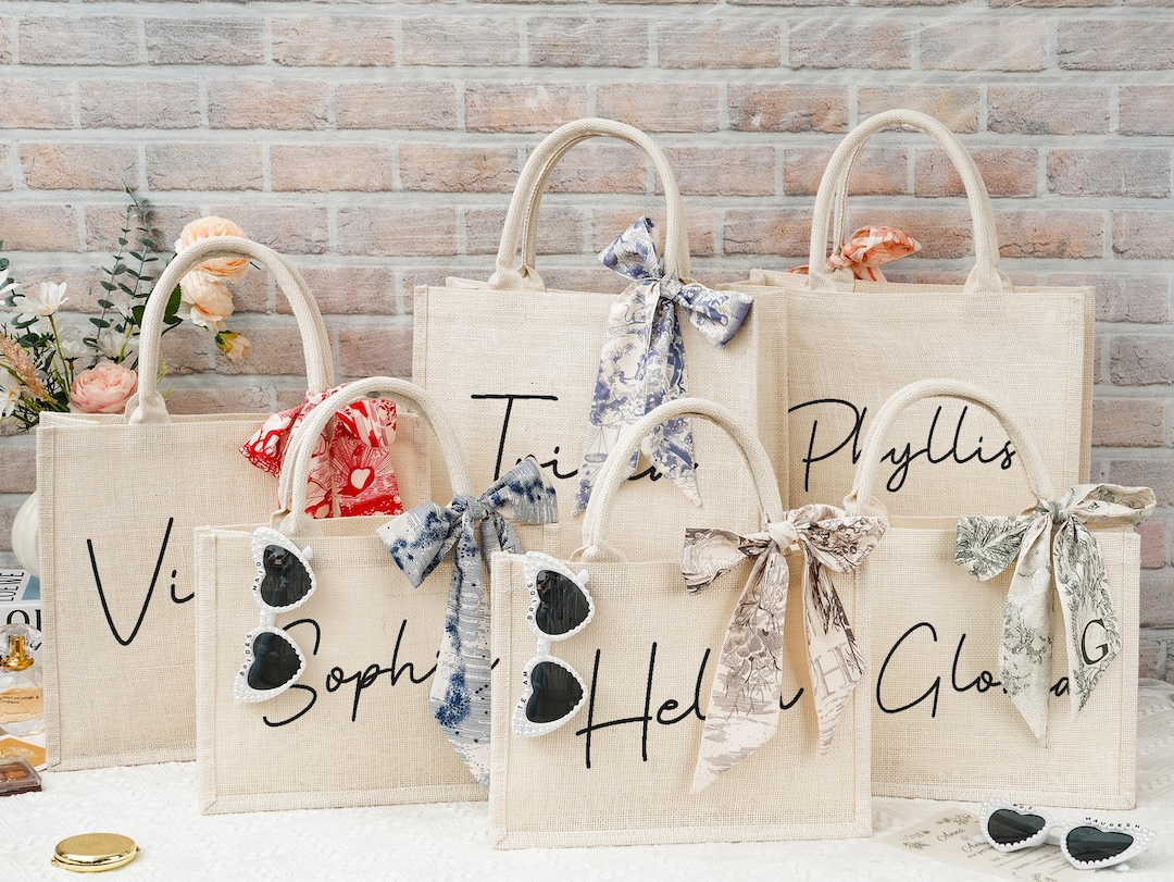 Personalized Burlap Tote Bag: Bridesmaid Proposal, Beach Tote - Etsy