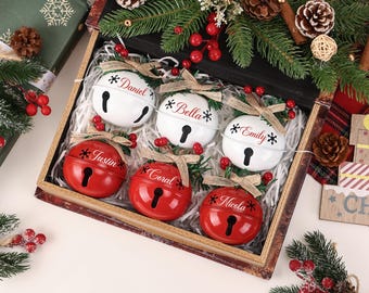 Adorno navideño personalizado: Cascabel de metal personalizado, adorno navideño, decoración navideña.