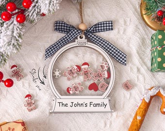 Personalized Gingerbread Ornament: 2025 Family Christmas Ornament, 4D Shaker Decor Keepsake, Xmas Gifts
