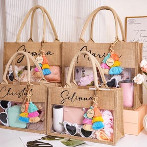 Personalized Burlap Tote Bag, Custom Bridesmaid Gift, Beach Jute Bag - Etsy