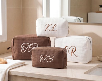 Custom Makeup Bag, Personalized Monogram Bridesmaid Gift Bags, Travel Toiletry Bag, Gifts for Her