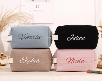 Personalized Cosmetic Bag: Embroidered Makeup Bags, Bachelorette Bridesmaid Gifts, Gift for Her