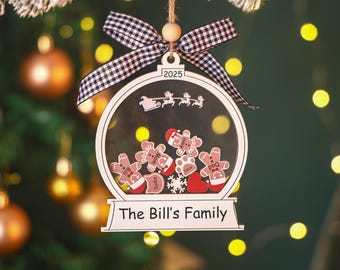 Décoration de famille en pain d'épice personnalisée : souvenir de Noël personnalisé, décoration shaker 4D