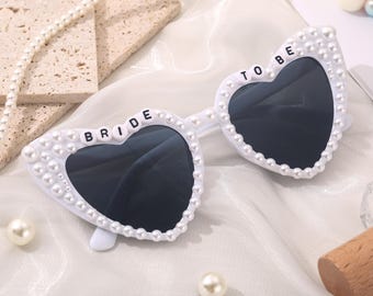 Heart Bride Sunglasses Personalized: Bride to Be Sunglass, Bridal Shower Gift