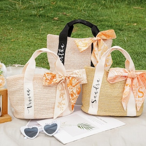 Sac de plage personnalisé,Sacs de paille personnalisés,Sac fourre-tout en toile de jute,Sacs de demoiselle d'honneur,Sacs bachelorette pour elle,Sacs cadeau de mariée,Coffrets de mariage