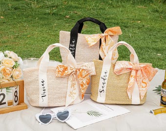 Personalized Straw Beach Bag: Custom Bachelorette Party Bridal Gift