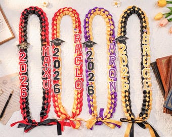 Custom Graduation Lei, Personalized Ribbon Lei Necklace, Class of 2026 College High School Grad