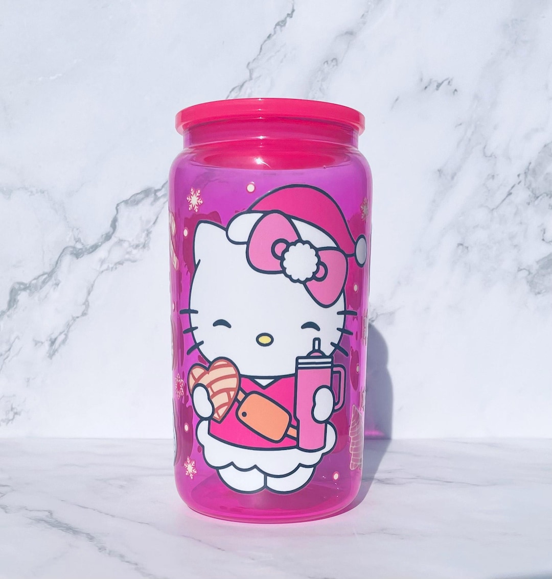 Pink Hello Kitty Glass Cup Hello Kitty Christmas Cup, Stocking